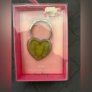 Liz Claiborne Green Aries Heart Key Ring